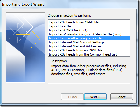 Export And Import Wizard